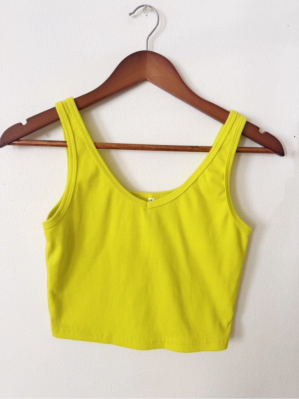 Sleeveless Ribbed Crop Tank in Neon lime small